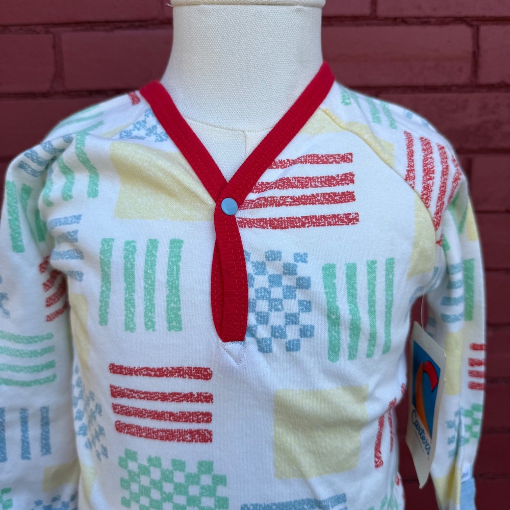 Vtg 80s Carters Outfit 100% Cotton Long Sleeve Pants Set Abstract - Picture 2 of 10